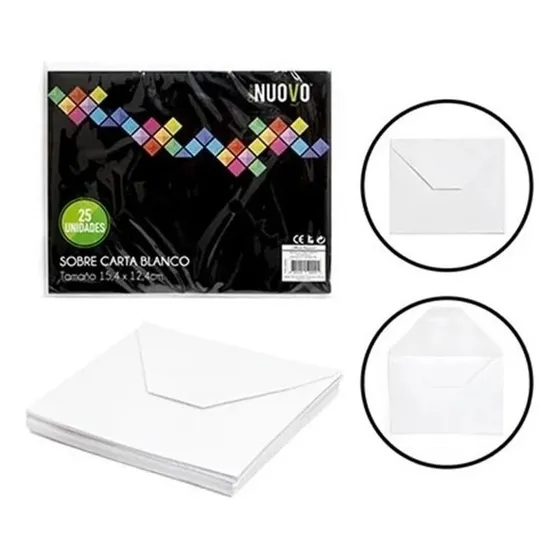 Pack 250 Sobre Carta Papel Blanco 15,4x12,4cm /cotillonvieri