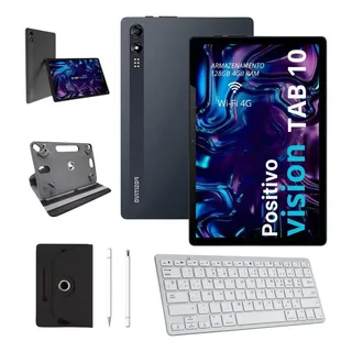 Tablet Vision 10'' 128gb + 4gb Chip 4g Com Teclado Bt Branco Preto Tablet Vision 10'' 128gb + 4gb Chip 4g Com Teclado Bt Branco Preto