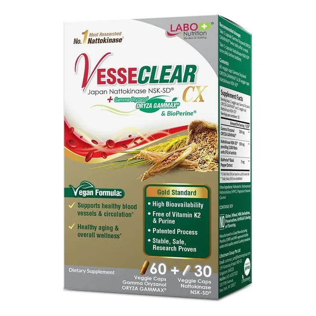 Nattokinase Vesseclear Nsk Sd Bioperine Presion Corazon