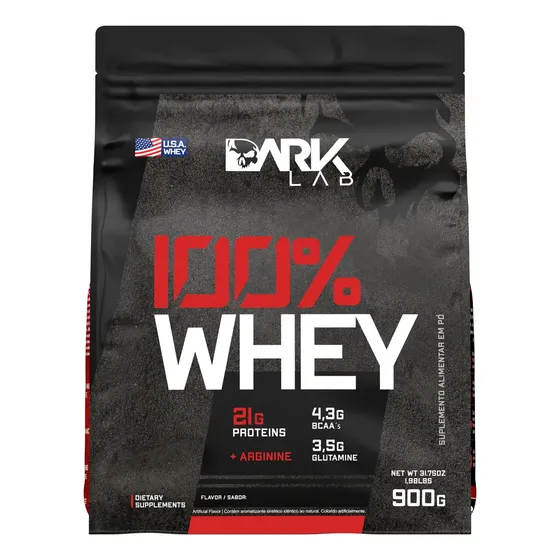 Whey Protein Concentrado 100% 900g Refil Dark Lab Sabor Chocolate