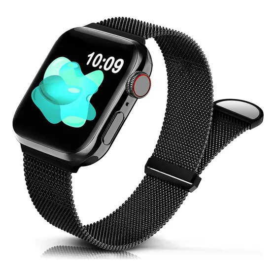 Correa Metálica Magnética Para Apple Watch Negro 42/44/45