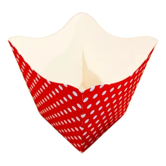 10 Cachepô De Papel Festa Decoração Poá Vermelho C/ Branco