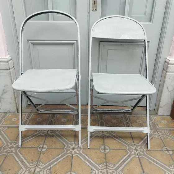 Sillas De Bar De Chapa Plegables Precio X Par Una C/detalle