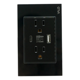 Placa Valo Contacto Duplex Y 2 Entradas Usb Cristal Templado Placa Valo Contacto Duplex Y 2 Entradas Usb Cristal Templado