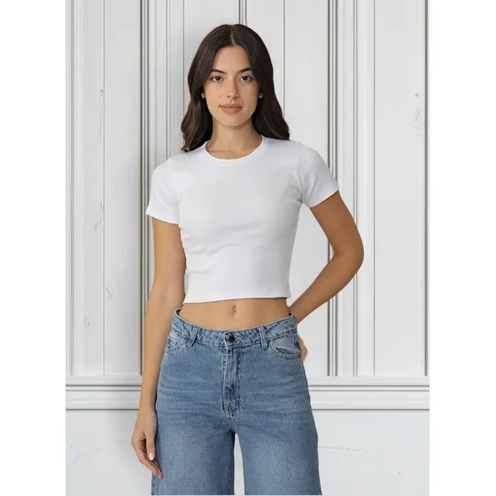 Pack 3 Remera Crop Top Algodon Mujer Reina Tex