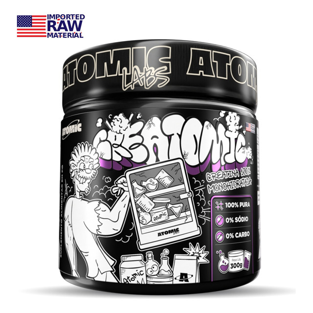 Creatina 100% Pura Monohidratada Creatomic Atomic Labs 300g - Rende 100 Doses - Sabor Neut... Creatina 100% Pura Monohidratada Creatomic Atomic Labs 300g - Rende 100 Doses - Sabor Neut...