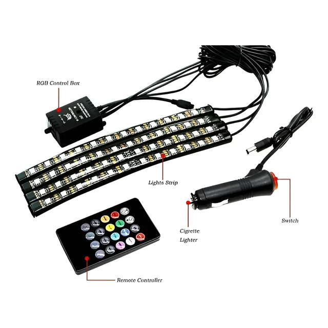 Strip Led Tunning Interior 12v Piso Vehículo Control Remoto