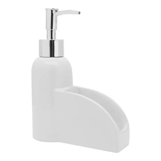 Dispenser Detergente E Esponja Porcelana Branca Yangzi
