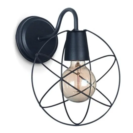 Lampara Aplique Pared Jaula Esfera Vintage Deco Diseño Negro