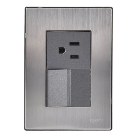 Pack 5 Placas Inox: 1 Apagador Y 1 Contacto Oxford Corriente nominal 10 A Voltaje nominal 125V