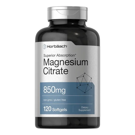 Suplemento Horbäach Citrato De Magnesio 850 Mg 120 Cápsulas
