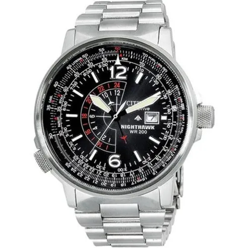 Reloj pulsera Citizen BJ7000-52E con correa de acero inoxidable color plateado - fondo negro