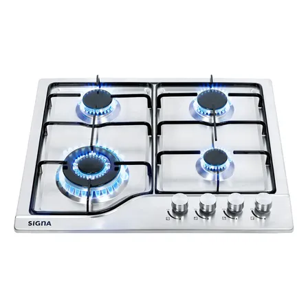 Parrilla Estufa Empotrable 4 Quemadores Gas Acero Inoxidable Plateado