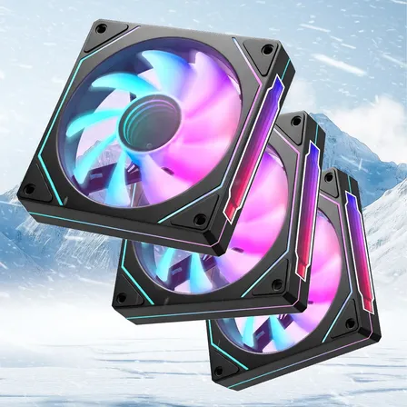 Kit 3 Ventoinhas Gamer Rgb 120mm Para Gabinete Cooler Pc Preto