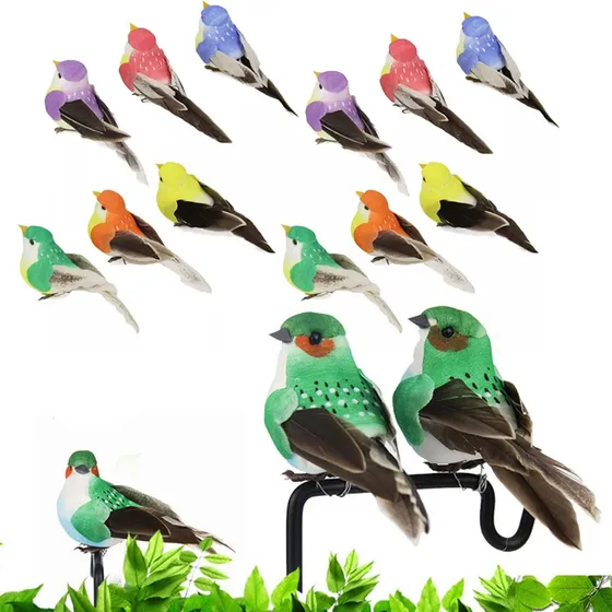 Adorno De Figuras De Pájaros De Espuma Artificial 12 Piezas