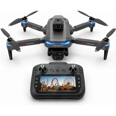 Drone Gt8 Câmera Dupla Hd 4k Combo (controle Com Tela) Wifi Preto