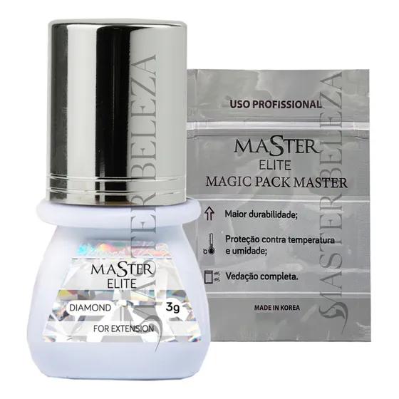 Master Elite cola diamond para alongamento e extensão de cílios 3g cor transparente com registro anvisa