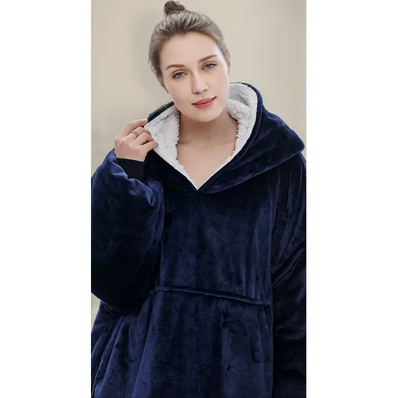 Manta Buzo Canguro Con Capucha Corderito Invierno Suave Ax®
