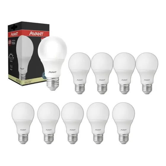 Kit 10 Lâmpada Led 9w Bulbo E27 4000k Branco Neutro Luz Branco-neutro 127/220V