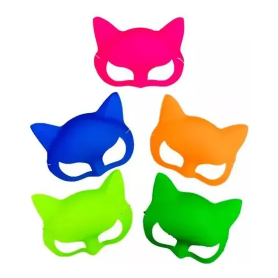 Antifaz Neon Fluo Cotillon Carnaval Carioca Forma Gato X6