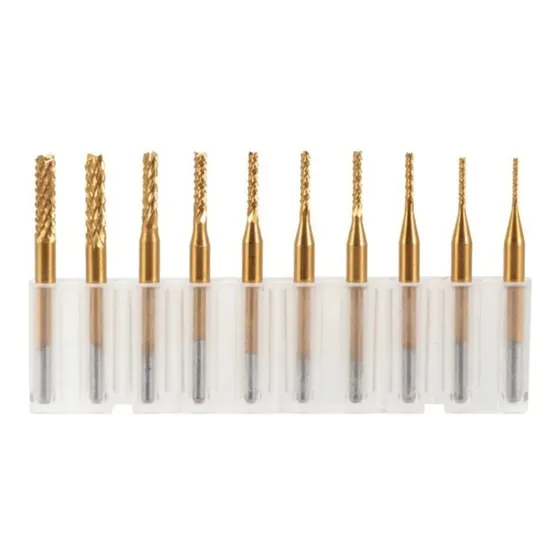 Set 10 Fresas 3mm Flauta Corte Cnc Para Pcb