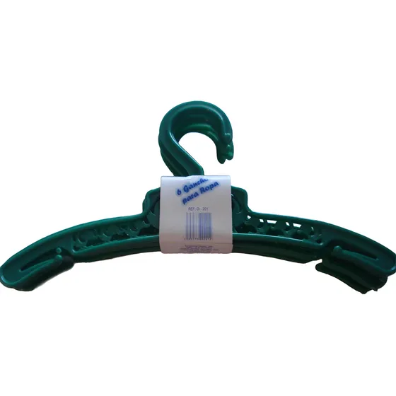 Ganchos Plásticos De Ropa Para Niños En Verde 6 Unidades