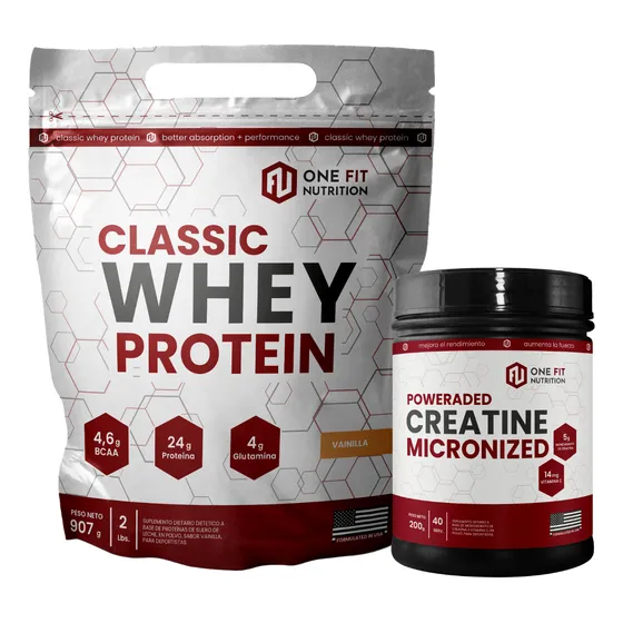 Whey Protein 2 Lbs + Creatina 200grs One Fit Sabor Vainilla