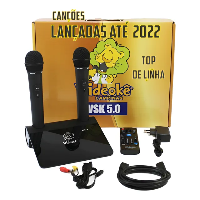 Karaokê Videokê Vsk5.0 C/ 11.999 Canções 2 Microfones S/ Fio