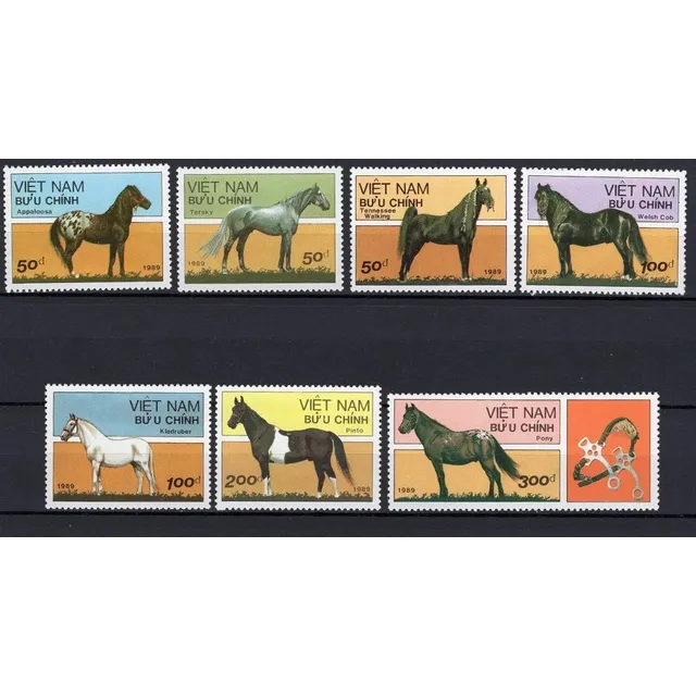 Estampillas Vietnam 1989 - Caballos De Raza