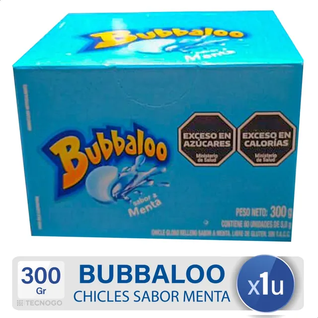 Chicle Bubbaloo Menta Caja X60 Unidades - Mejor Precio