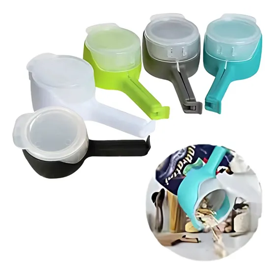 Pack 5 Clip/tapa Sellador De Bolsas En Forma De Boquilla