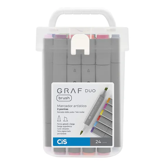 Estojo Caneta Cis Graf Duo Brush 24 Cores