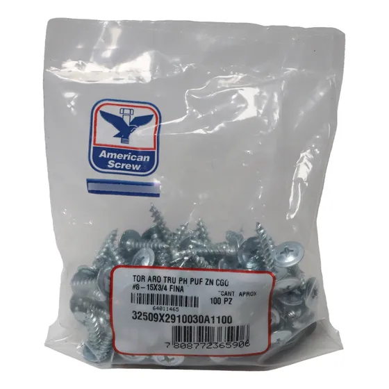 Tornillo Lenteja Fina #8-15 X 3/4'' 100uds. American Screw