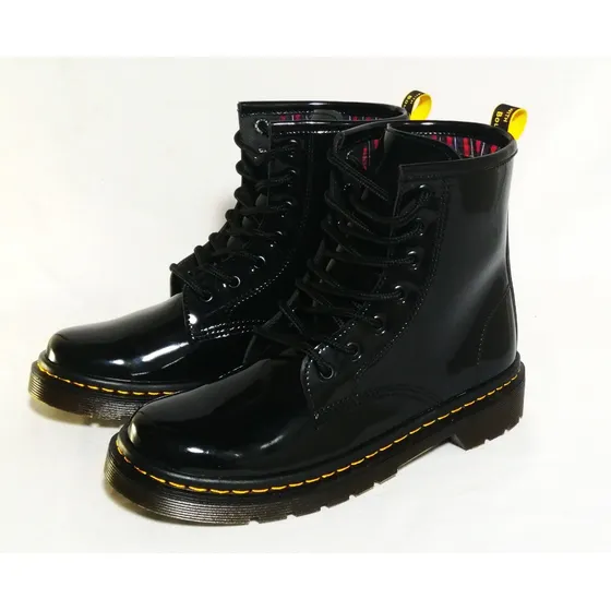 Botas Dama Estilo Militar Charol Blanco
