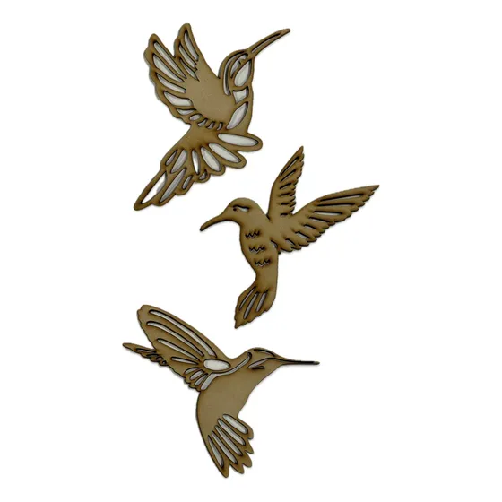 Colibrí 20cm Calado Aplique Fibrofácil 3mm Deco P/pintar X24