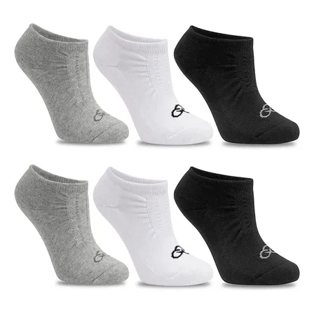 Kit 6 Pares Meia Invisível Olympikus Unissex Confortável Branco/preto/mescla Liso 39/44