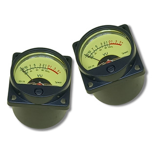 Kit 2 Vu Meter Analógico Áudio Luz Amarela Vintage 35x35mm Kit 2 Vu Meter Analógico Áudio Luz Amarela Vintage 35x35mm