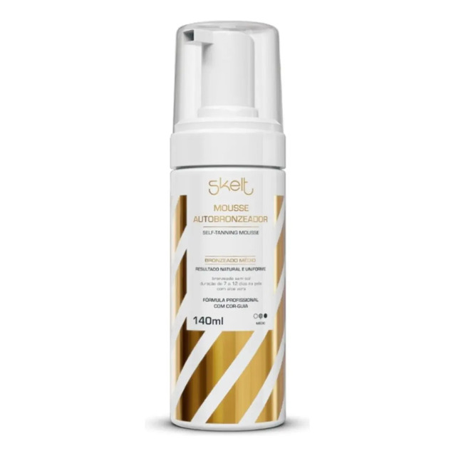 Skelt Mousse Autobronzeador Glow 140ml | Bronzeado Instantâneo, Efeito Natural, Fórmula Hidratante, Textura Leve, Não Oleoso, Secagem Rápida, Acabamento Uniforme | Todos Os Tipos De Pele