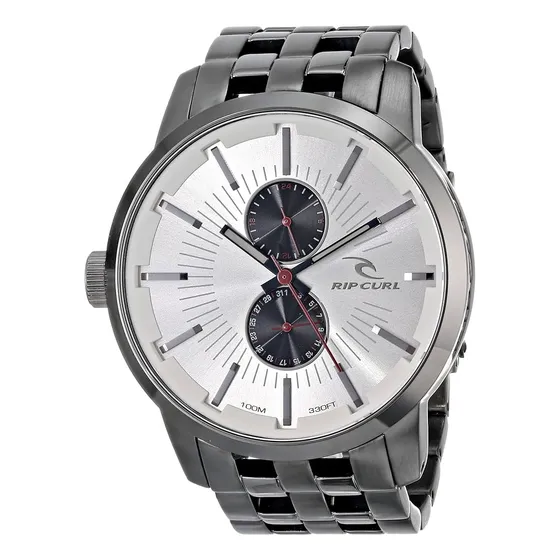 Reloj Rip Curl Detroit Gunmetal Ss Hombre Acero Gris Oscuro Gris Oscuro Perla