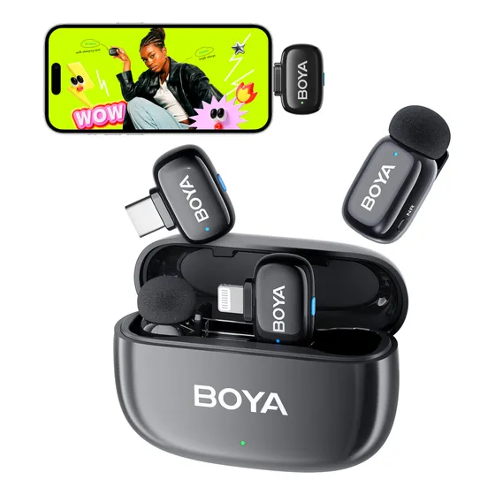 2pcs Boya Mini Micrófono Lavalier Inalámbrico Profesión Kit