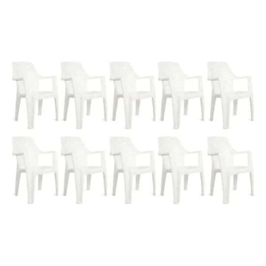 Sillas Plasticas Jardin Marbella Reforzada Apilable X10 Color Blanco Garden Life