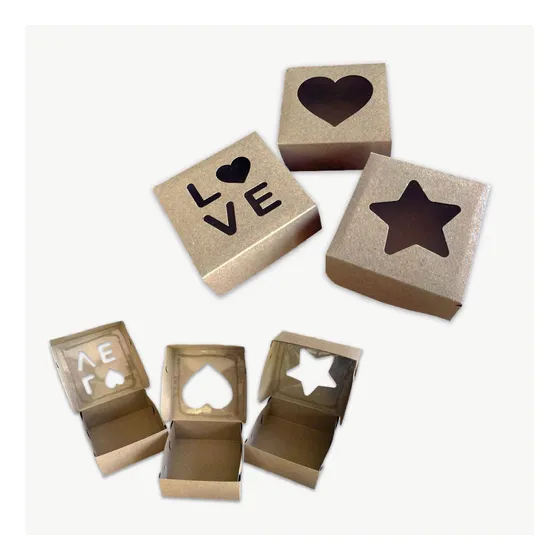 Combo Cajas Caladas Love Corazón Estrella C/ Visor X50 Kraft
