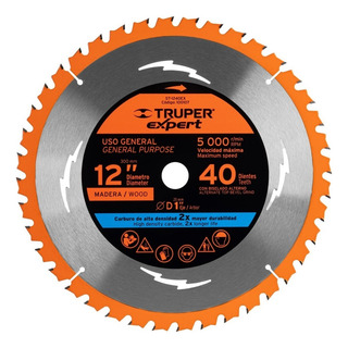 Disco Sierra P/madera 12'' 40 D Centro 1'' Truper 100107 Disco Sierra P/madera 12'' 40 D Centro 1'' Truper 100107