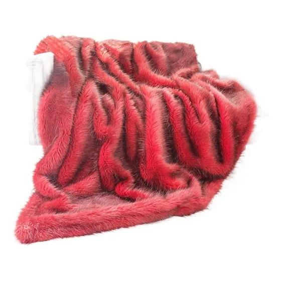 Regalo Boda Para Acompañar Dote Manta Felpa Larga Roja Funda