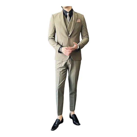 Terno De Três Peças/top De Um Botão + Calça + Colete