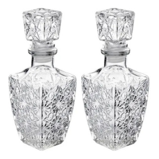 Set 2 Licoreras Vidrio Cristal Diamante Vidrio Resistente 1l Set 2 Licoreras Vidrio Cristal Diamante Vidrio Resistente 1l