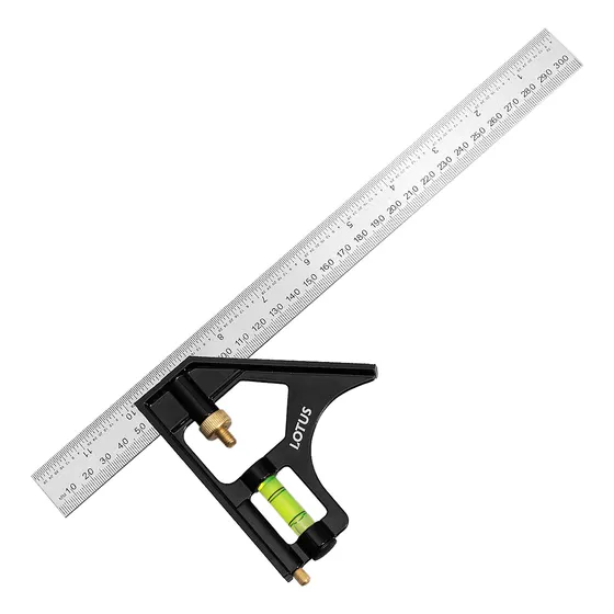 Esquadro Ajustável Combinado Inox Alumínio C/ Nível Régua