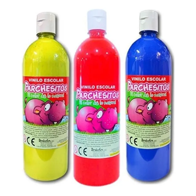 Vinilo Parchesitos Escolar X 1000 Ml, 1 Litro* 3 Unidades