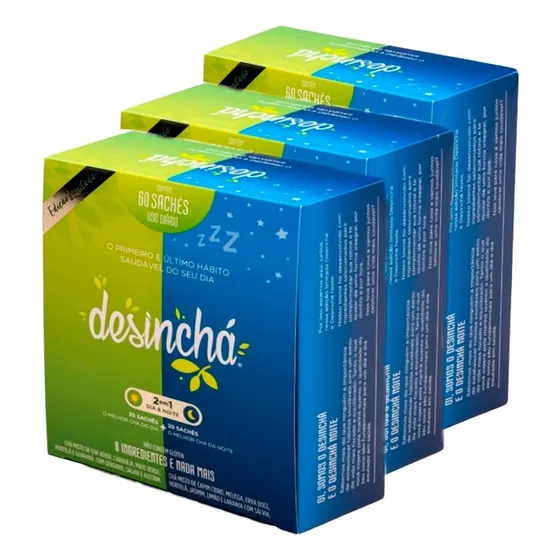 Kit 3x Desinchá Misto Dia E Noite - 60 Sachês 100%