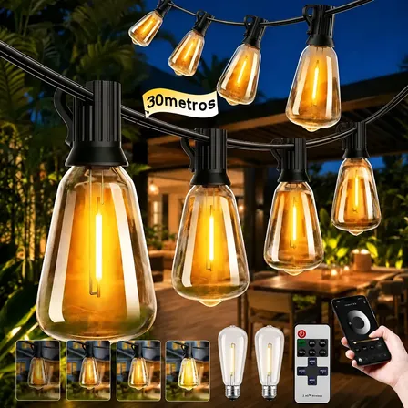 St38 Varal Bluetooth Luzes Festao 30m 40lâmpadas Cordão Deco Branco-quente 110220 V